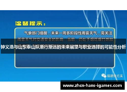 钟义浩与山东泰山队渐行渐远的未来展望与职业选择的可能性分析